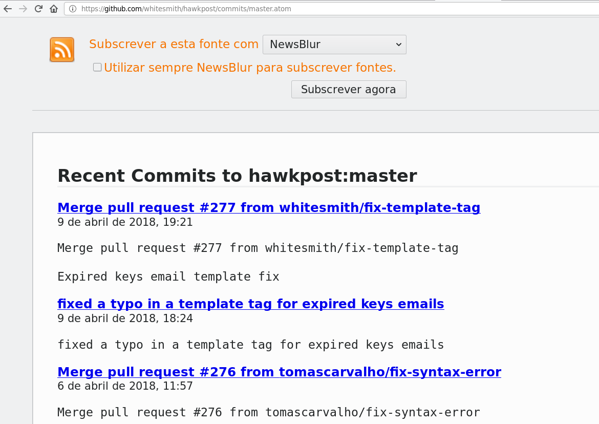 Github commit feed